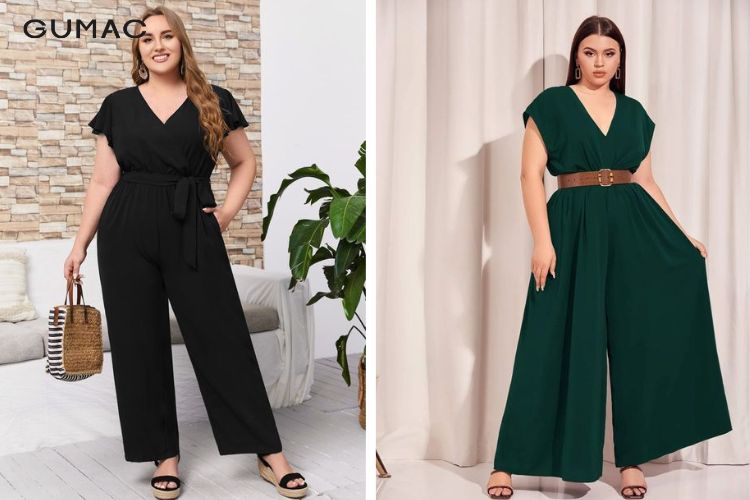 Mix phối quần ống rộng cho người béo cùng áo xẻ chữ V cuốn hút